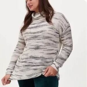 Torrid Heathered Cowl Neck Open Knit Sweater 2X